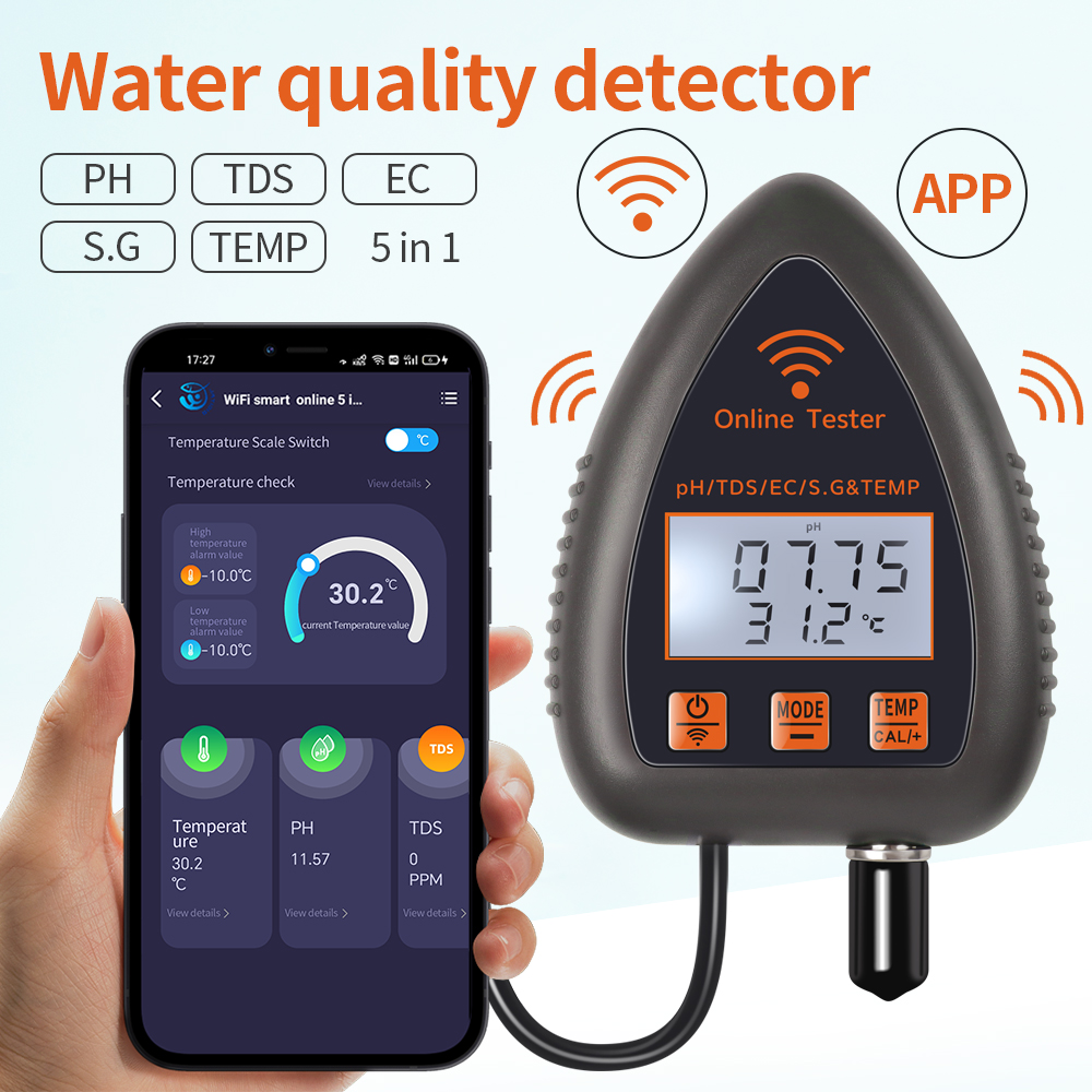 Tuya WiFi 5 in 1 TDS/EC/SALT/S - Ph Meter Digital Water Tester 评论和价格