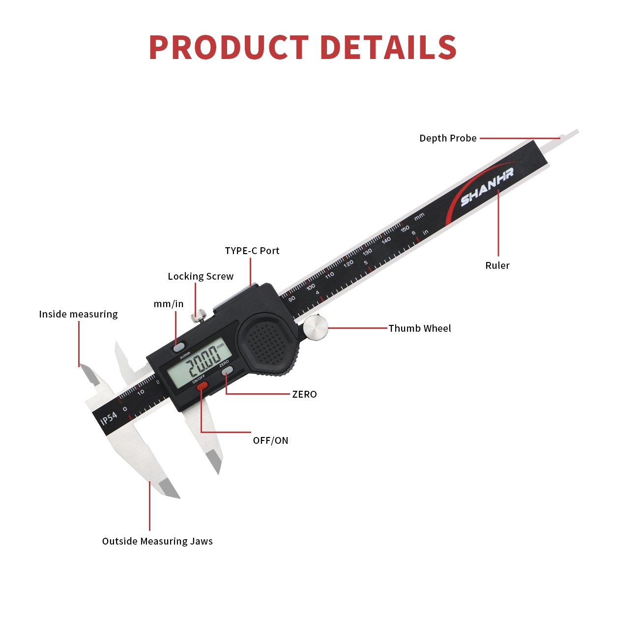 SHANHR IP54 Waterproof Digital - Digital Caliper 150Mm Stainless Steel 评论和价格